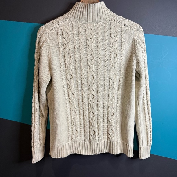 L.L. Bean Green Cable Knit Cardigan Sweater - Picture 5 of 7